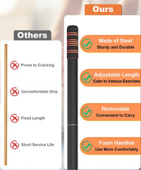 5Ft Yoga Stick – Heavy-Duty Steel Adjustable Stretching Bar for Mobility, Flexib