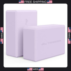 2 Pack Trideer EVA Foam Yoga Blocks – 9x6x3 Inch Lavender Stretching Props