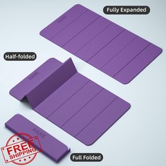 HAHE Extra Wide Folding Exercise Mat 75″x40″x0.4″ TPE Fitness Mat, High Densi…