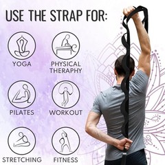 Stretching Strap with 10 Loops for Physical Therapy and Yoga, Non-Elastic Fit