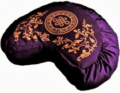 Meditation Cushion Zafu Pillow Buckwheat Fill Silkscreen “Endless Knot”
