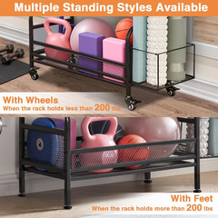 Taller Home Gym Storage Organizer, Yoga Mat Storage Rack with Hanging Board, Exe