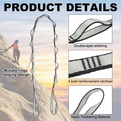 25KN Daisy Chain Yoga Extend Belt 1.8M, Climbing Straps for Exercise, Grey