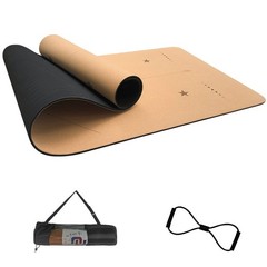 Cork Yoga Mat 6mm (1/4 inch) Thick 72×24 in, 72x24x0.25 inches, Black