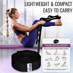 Stretching Strap with 10 Loops for Physical Therapy and Yoga, Non-Elastic Fit