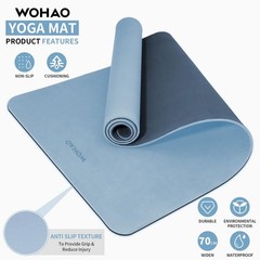 Extra Thick 8mm Non-Slip Yoga Mat 72″x28″ Reversible Dual Color with Carry Strap