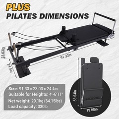Pilates Reformer,Foldable Reformer Pilates Machine w/Adjustable Reformer Heights