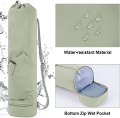 sportsnew Yoga Mat Bag with Water Bottle Pocket and Bottom Wet Pocket, Exercise