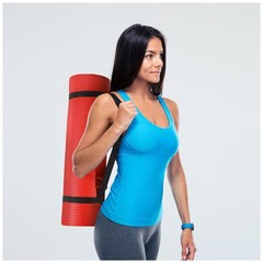 Fitvids 1/2-Inch Thick High Density Exercise Yoga Mat with Strap, Red (Open Box)