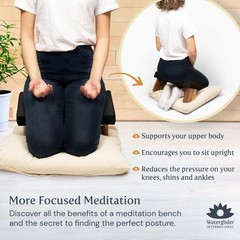 Meditation Bench (NAT. White), Seiza, Sustainable Acacia Wood with Curved Bot…