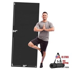 Black Extra Long 84″ x 30″ x 6mm Yoga Mat for Men & Women