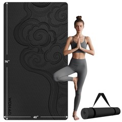 Large 76″x40″x0.4″ Yoga Mat – Extra Width & Thick Non-Slip Exercise Mat, Vers…