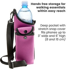 Neoprene Water Bottle Holder and Carrier Bag with Adjustable Strap and Purple