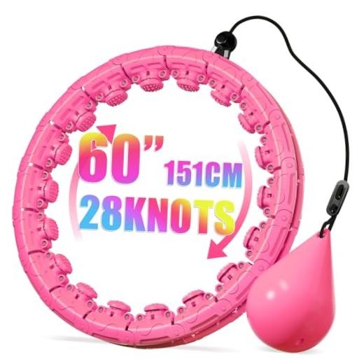Weighted Hula Infinity Fitness Hoop for Adult Weight Loss, 2 in 1 Smart 28-Pink
