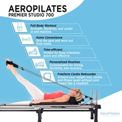 Aero Pilates Foldable Reformer Fitness Machine with Cardio Rebounder (Open Box)