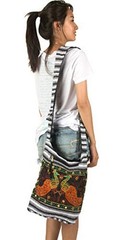 Hobo Shoulder Bag Messenger Casual Everyday Large Hippie Market Black White