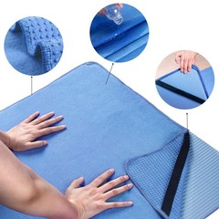 POLYTE Microfiber Hot Yoga Towel Mat with Non-Slip Silicone Grip Large, Blue