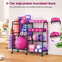 Dumbbell Rack, Weight Rack for Home Gym, Yoga Mat Storage Rack, Exercise Equi…