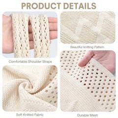 Crochet Bags for Women Beach Totes Bags Aesthetic Summer Tote Standard Beige-a
