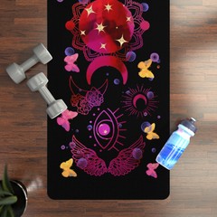 Butterfly Moon Rubber Yoga Mat kaleidoscope design workout exercise stretching