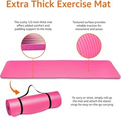 1/2 Inch Extra Thick Exercise Yoga Mat with Carrying Strap, Cushioned Support