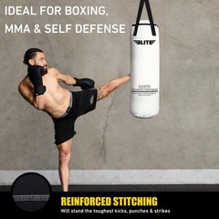 Elite Sports Boxing Bag 4 FT – Heavy Duty Canvas Punching Bag with Straps