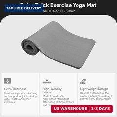 BalanceFrom Yoga Mat, 1-Inch Extra Thick High Density Exercise Mat, Anti-Tear Ex
