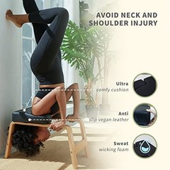 Yoga Headstand Bench Wood PU Black