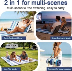 2 in 1 Backrest Chair Picnic Blanket,Light Weight Camping Outdoor Foldable Lazy