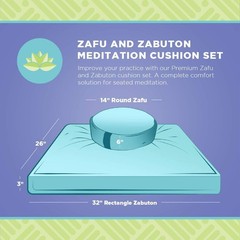 Bean Products Meditation Cushion Mat Set – Zafu Floor Pillow Organic Buckwhea…