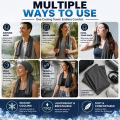 Cooling Towel 43.3″ x 15.7″ – Ice Sweat for Neck 43.3″X15.7″, Dark-gray