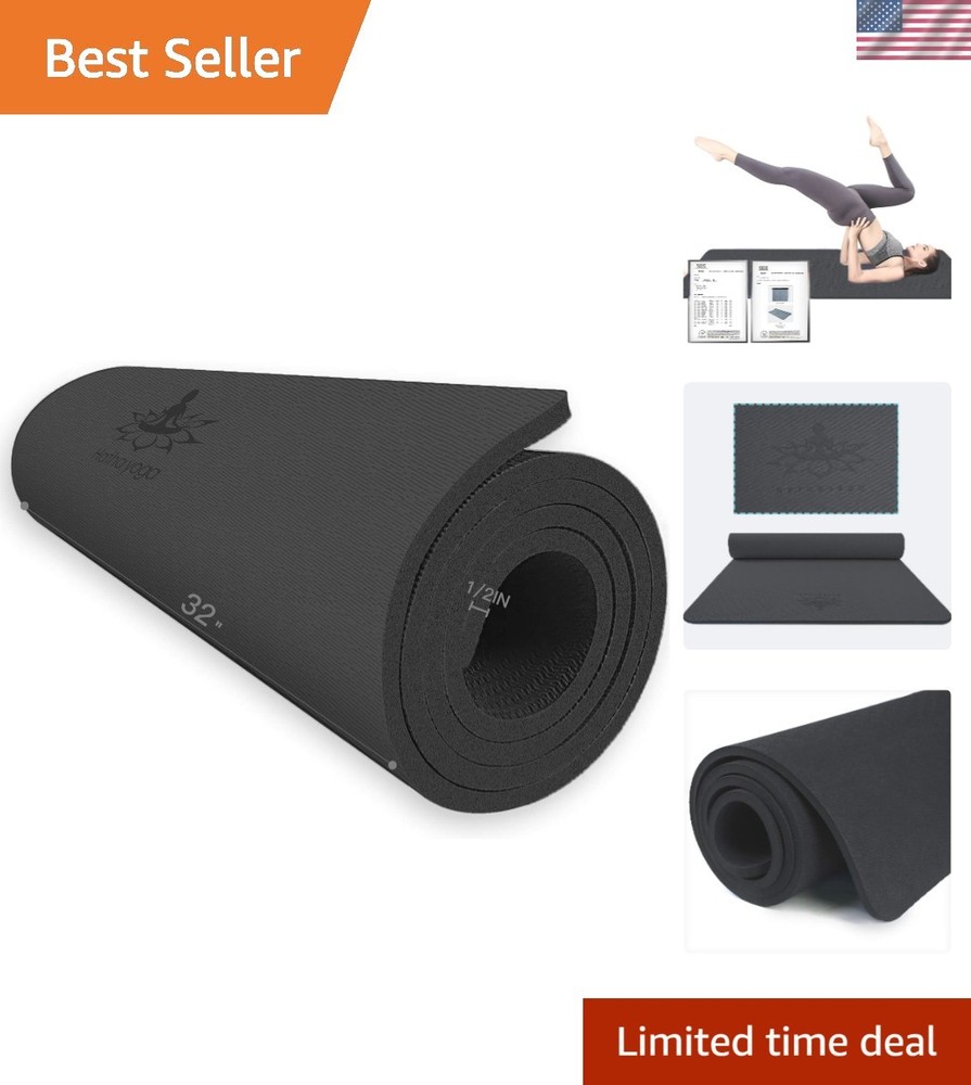 Extra Thick TPE Yoga Mat – 72″x 32″ Thickness 1/2 Inch -Eco Friendly SGS Cert…