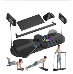 6-in-1 Pilates Reformer Board Foldable Home Workout Core Training w/ Resistance