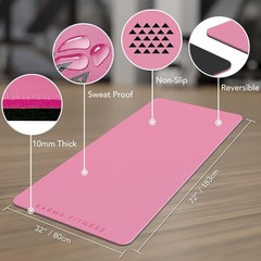 Large Exercise Mat – Extra Thick 10mm Workout Mat (72″x32″) – Non-Sl