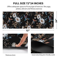 Yoga Mat Print Extra Thick TPE Non Slip Fitness Exercise Mat with Carrying Ba…