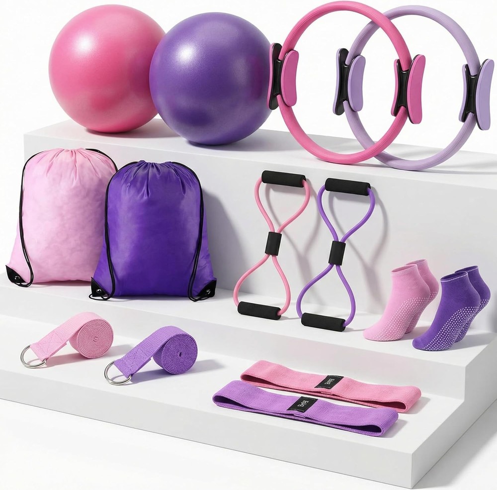 Pilates Equipment Kit for Home Workout Pilates Ring and Ball Set for Women 12”