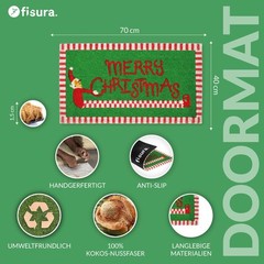 – “Merry Christmas” Coconut Doormat with Non Slip PVC Base. Red un…