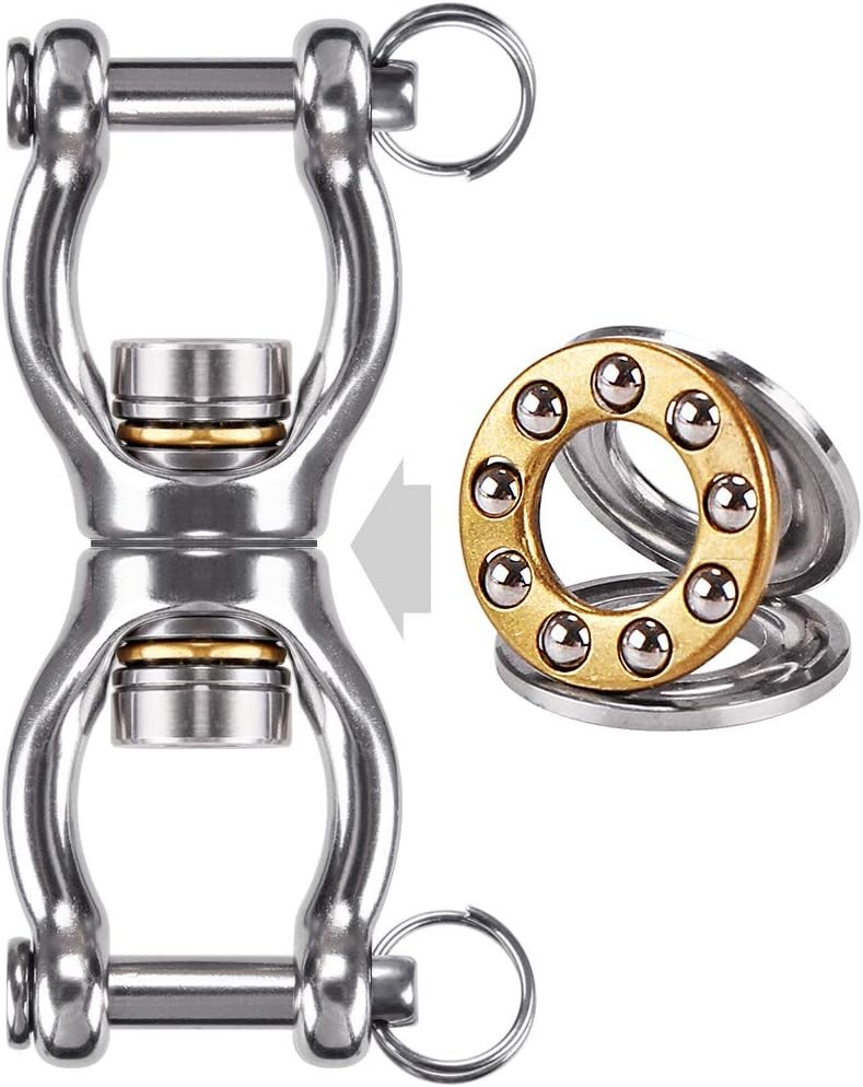 SUS304 Silent Bearing Swing Swivel, Tire Swing Swivel with 2 Removeable Buckle