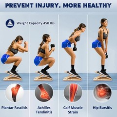 Adjustable Wooden Slant Board Calf Stretcher Ankle Support Squats Exercise 4 Pos