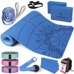 Yoga Mat Set Beginners 8MM Thick High Density Kit Blocks Resistance Band _ SALE