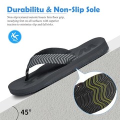 Men’s Arch Support Flip Flops-Comfortable Yoga Mat Orthotic Sandals 11 Black
