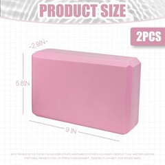 2 Pcs Yoga Blocks, 9″x6″x3″ Foam Blocks Props for Pilates Pink