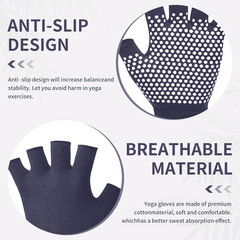 V 2 Packs of Non Slip Fingerless Yoga Gloves Exercise Gloves Workout Gloves