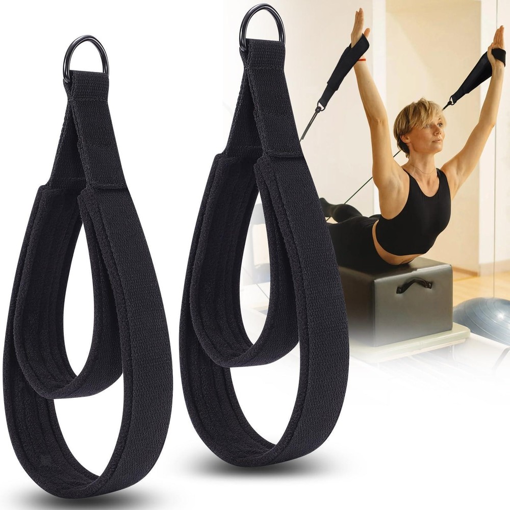 2x Pilates Double Loop Straps for Reformer Exercise Equipment D Rings Straps