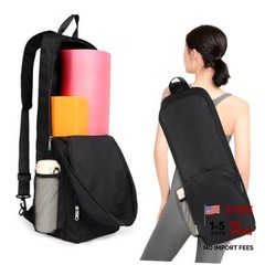 Yoga Mat Bag Carrier Side Mesh Zipper Pocket Exterior Wet Compartment Black