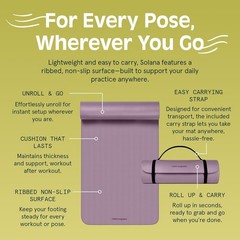 Durable Solana Yoga Mat 1/2in – Lightweight, Easy to Clean & Portable – 72x24in