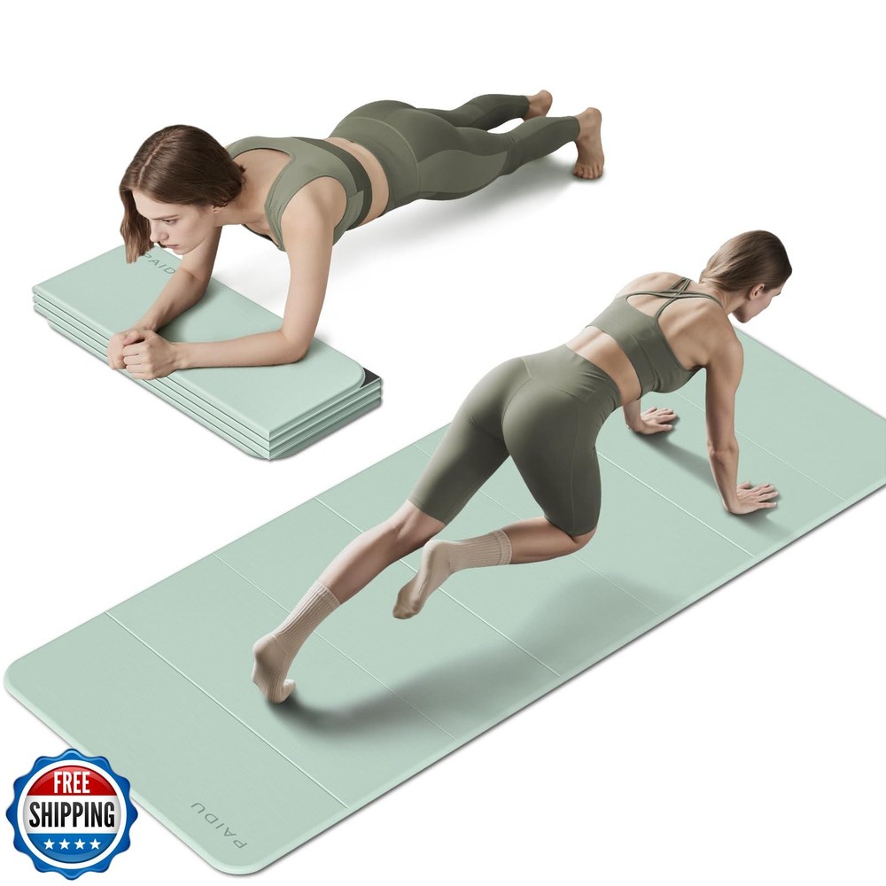PAIDU Foldable Fitness Yoga Mat | 2/5″ (10MM) Extra Thick | SGS Certified Non