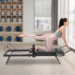 Pilates Reformer,Dpiolrcag Foldable Pilates Machine & Equipment for Home Black
