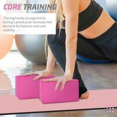 Yoga Blocks 2 Pack 3x6x9IN Foam Block Supportive Latex-with Stretch Band, Non…