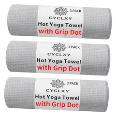 3 Pack Yoga Mat Towels with Grip Dot, Hot Yoga Towel Non 72.00″ x 26.50″ Grey